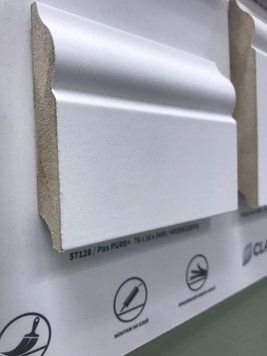 Плінтус МДФ Pax Pure+ Білий Classen 78x16x2400 мм 57128 фото